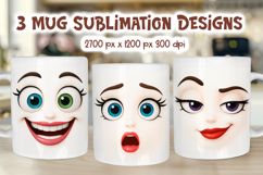 Funny Face Emotions Mug Wrap | Sarcastic 15 oz Sublimation Product Image 1