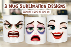 Funny Face Emotions Mug Wrap | Bundle 15 oz Sublimation Product Image 14