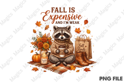Funny Fall Autumn Raccoon PNG Product Image 1