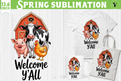 Funny farm sublimation | Cute Farm Animals clipart Product Image 1