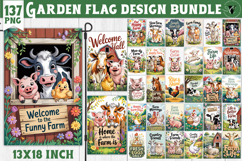 Funny Farm Garden flag bundle | Funny animals Yard Flag Product Image 1