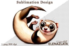 Funny ferret clipart, animals clipart, watercolor Product Image 1