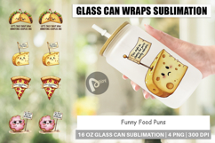 Funny Food Puns Love Bites Glass Can Product Image 1