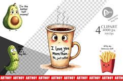 Funny Food Puns Love Bites Clipart Product Image 1