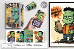 Digital Paper Halloween Frankenstein Coffee Product Image 1