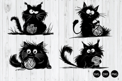 Funny Frazzled Cat With Yarn Ball SVG, Frazzled Cat SVG Product Image 1