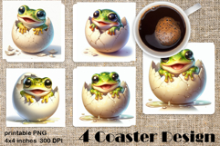 Happy Easter Square Coaster Sublimation. Funny frog Product Image 1