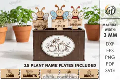 Funny Bees Plant Markers with Box Laser Cut. Garden SVG Product Image 1