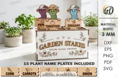 Funny Worms Plant Markers with Box Laser Cut. Garden SVG Product Image 1