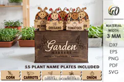 Funny Ladybugs Plant Markers with Box Laser Cut. Garden SVG Product Image 1