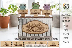 Funny Frogs Plant Markers with Box Laser Cut. Garden SVG Product Image 1