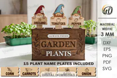 Funny Gnomes Plant Markers with Box Laser Cut. Garden SVG Product Image 1