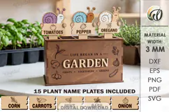 Funny Snails Plant Markers with Box Laser Cut. Garden SVG Product Image 1