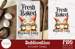 Funny Gnome Christmas clipart being used as a Christmas kitchen towel print