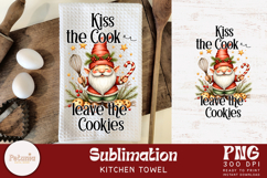 Funny Gnome Christmas clipart being used as a Christmas kitchen towel print