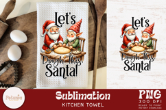 Funny Gnome Christmas clipart being used as a Christmas kitchen towel print