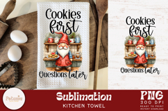 Funny Gnome Christmas clipart being used as a Christmas kitchen towel print