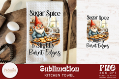 Funny Gnome Christmas clipart being used as a Christmas kitchen towel print