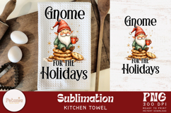 Funny Gnome Christmas clipart being used as a Christmas kitchen towel print