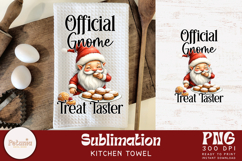 Funny Gnome Christmas clipart being used as a Christmas kitchen towel print