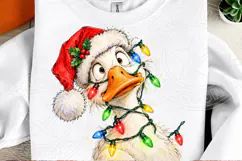 Funny Goose Christmas Lights Santa PNG Product Image 2