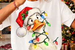 Funny Goose Christmas Lights Santa PNG Product Image 3
