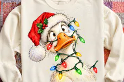 Funny Goose Christmas Lights Santa PNG Product Image 4