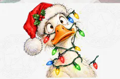 Funny Goose Christmas Lights Santa PNG Product Image 5