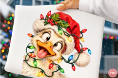 Funny Goose Christmas Lights Santa PNG Product Image 1