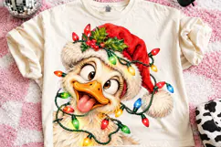 Funny Goose Christmas Lights Santa PNG Product Image 2