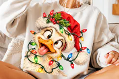 Funny Goose Christmas Lights Santa PNG Product Image 3