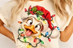 Funny Goose Christmas Lights Santa PNG Product Image 4