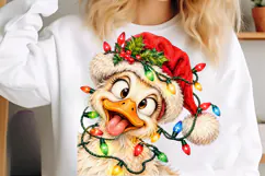 Funny Goose Christmas Lights Santa PNG Product Image 5