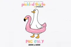 Goose in Flamingo Float PNG | Funny Goose Clipart Product Image 1