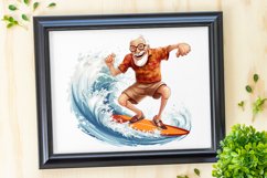 Funny Grandpa Surfing Watercolor Sublimation Clipart Product Image 6