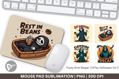 Mouse Pad Halloween Reaper Coffee Product Image 1