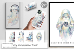 Funny Grumpy Gamer Ghost Digital Paper Product Image 1