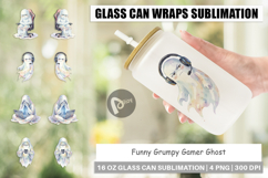 Funny Grumpy Gamer Ghost Glass Can Product Image 1