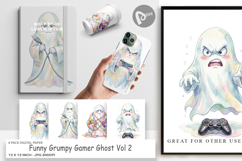 Funny Grumpy Gamer Ghost Digital Paper Product Image 1
