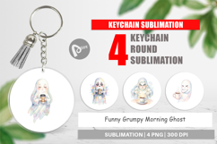 Funny Grumpy Morning Ghost Keychain Product Image 1