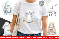 Funny Grumpy Morning Ghost Sublimation Product Image 1