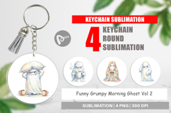 Funny Grumpy Morning Ghost Keychain Product Image 1