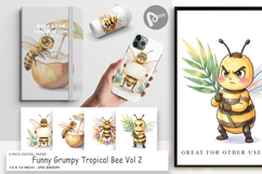 Grumpy Tropical Bee Digital Paper Product Image 1