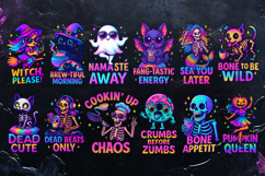 Neon Halloween Bundle | Funny Quotes | Sublimation Designs Product Image 3