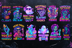 Neon Halloween Bundle | Funny Quotes | Sublimation Designs Product Image 2