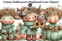 Funny Halloween Highland Cow Clipart Product Image 1