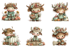 Funny Halloween Highland Cow Clipart Product Image 2