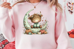 Funny Halloween Highland Cow Clipart Product Image 3