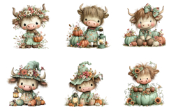 Funny Halloween Highland Cow Clipart Product Image 6
