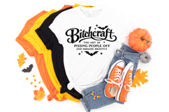 Funny witchy Halloween SVG featuring decorative gothic script lettering and spooky bat accents for Cricut and sublimation projects.
